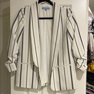 ANTONIO MELANI Women's Blazer - White with Black Stripes